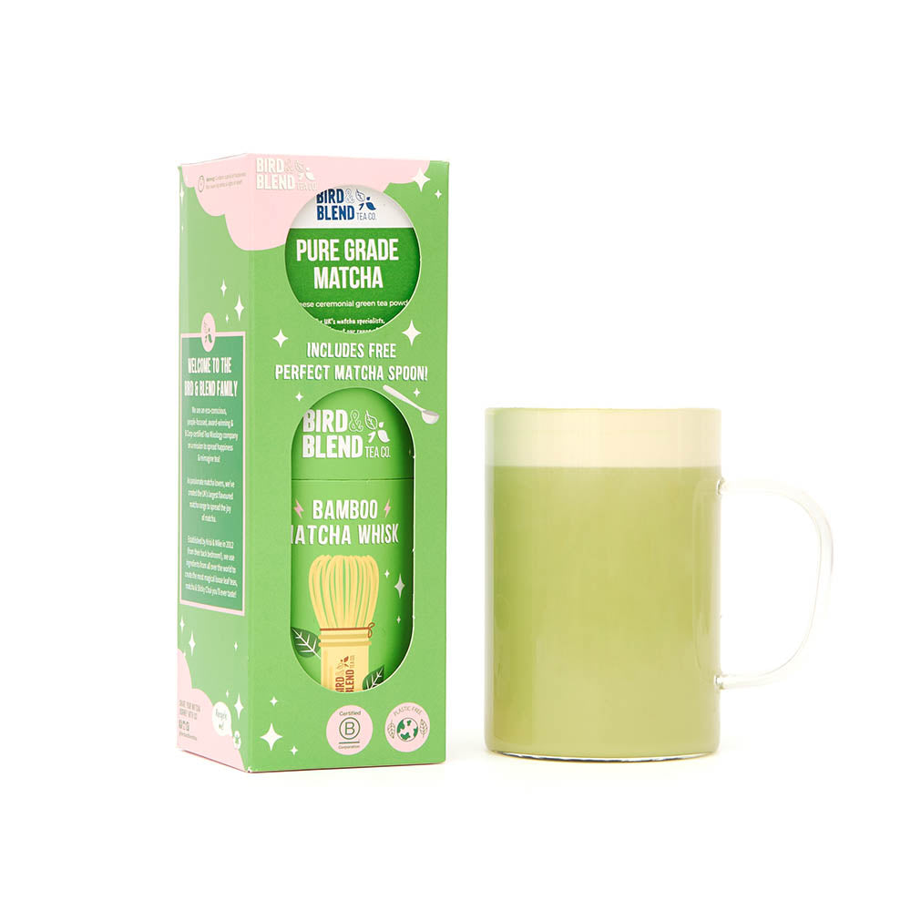 matcha starter kit bamboo whisk with hot matcha