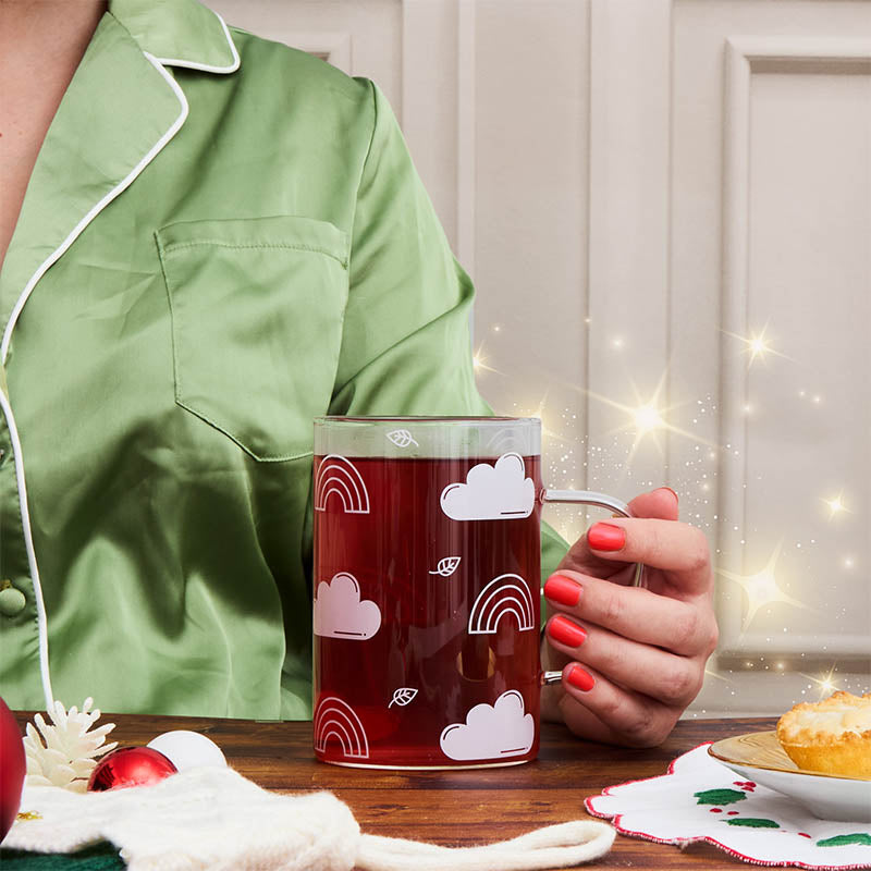 patterned glass infuser mug christmas