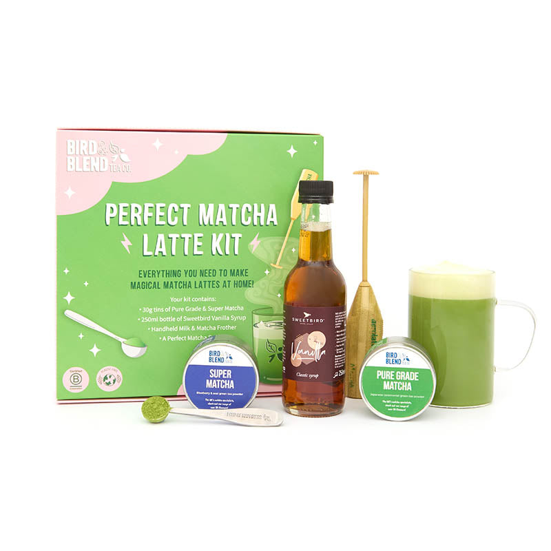 matcha latte kit with products