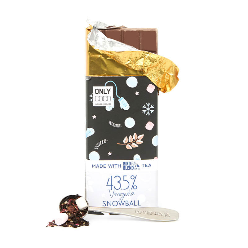 snowball tea infused chocolate bar unwrapped