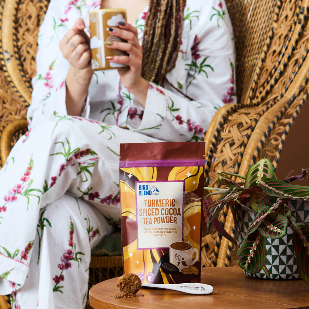 turmeric spiced cocoa tea powder packaging